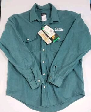 Vtg Codet Long Sleeve Shirt Button Up Green Dysart's Bangor Maine